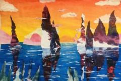 Landschafts-Collage mit Farbpapieren, Klasse 6