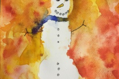 Schneemann in Aquarell, Klasse 4
