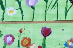 Blumenwiese gemalt und gestempelt, Klasse 3